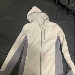 White and Grey thin fleece zip up hoodie